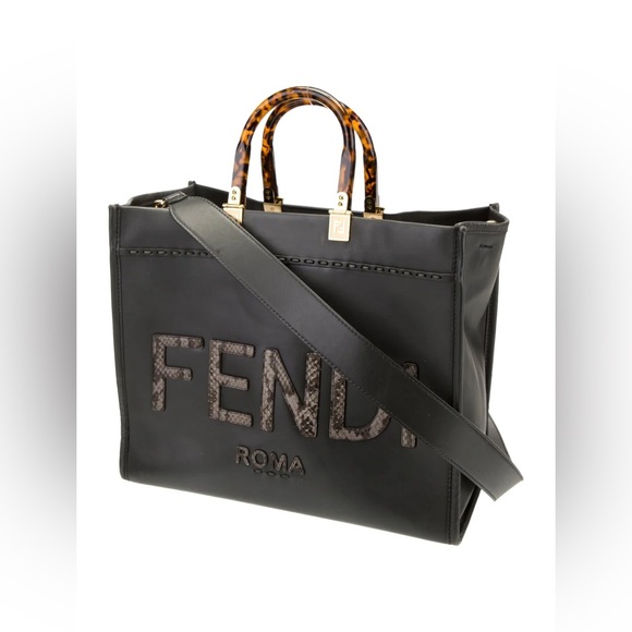 Fendi Black Tote Bag with Brown Accents - Picture 1 of 8